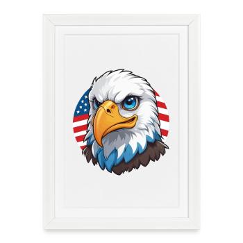 USA Flag Eaglehead Bald Eagle - Framed poster (27 × 37 cm) - white - Front