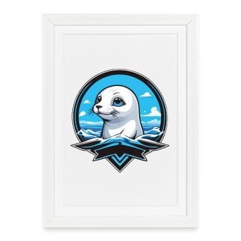 Mer des petits phoques - Affiche encadrée (27 × 37 cm) - blanc - Devant