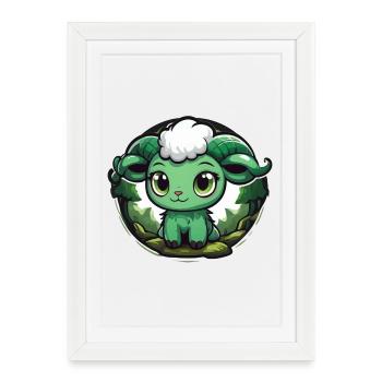 Ram Lamb Goat Goat in the Forest - Framed poster (27 × 37 cm) - white - Front