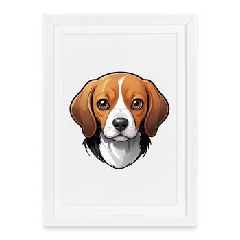 adorable beagle - Affiche encadrée (27 × 37 cm) - blanc - Devant