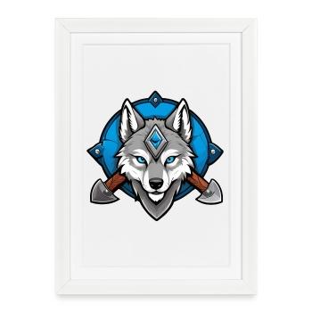 Guerrier loup viking - Affiche encadrée (27 × 37 cm) - blanc - Devant