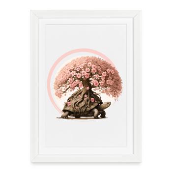 Turtle with a bonsai on its carapace - Framed poster (27 × 37 cm) - white - Front