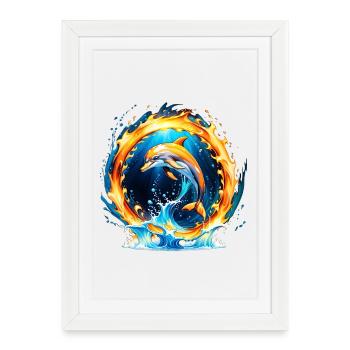 Un jeu fascinant entre le feu et l’eau. - Affiche encadrée (27 × 37 cm) - blanc - Devant