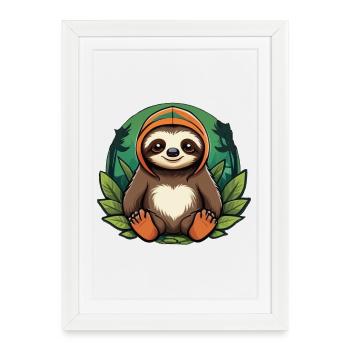 Paresseux dans la forêt - Affiche encadrée (27 × 37 cm) - blanc - Devant