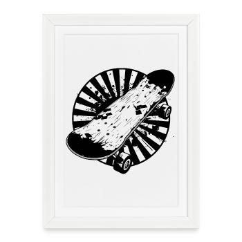 Dessin de skateboard - Affiche encadrée (27 × 37 cm) - blanc - Devant