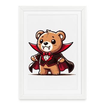 Ours en peluche vampire mignon pour Halloween Fun - Affiche encadrée (27 × 37 cm) - blanc - Devant