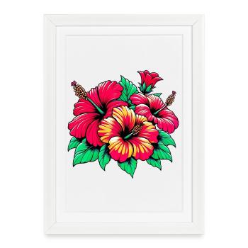 Fleurs d’hibiscus - Affiche encadrée (27 × 37 cm) - blanc - Devant