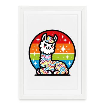 Alpaga - Affiche encadrée (27 × 37 cm) - blanc - Devant