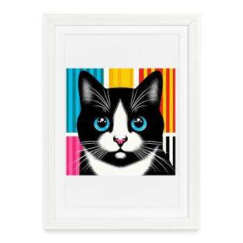 Chat - Affiche encadrée (27 × 37 cm) - blanc - Devant