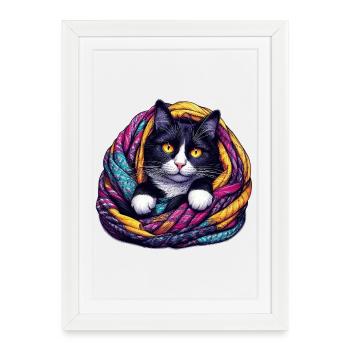 Chat - Affiche encadrée (27 × 37 cm) - blanc - Devant