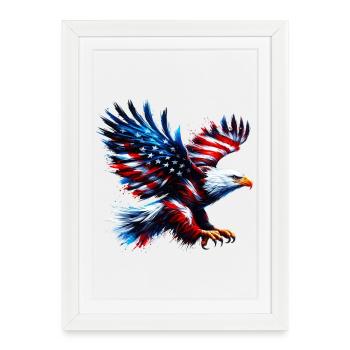Eagle Flag USA USA Américain - Affiche encadrée (27 × 37 cm) - blanc - Devant