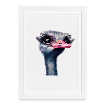 Maquillage d’autruche - Affiche encadrée (27 × 37 cm) - blanc - Devant