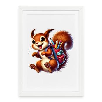 Back to school with fun: Squirrels for school beginners - Framed poster (27 × 37 cm) - white - Front