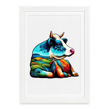 Vache - Affiche encadrée (27 × 37 cm) - blanc - Devant