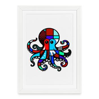Octopus - Framed poster (27 × 37 cm) - white - Front