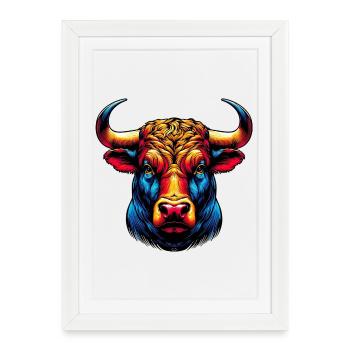 Taureau - Affiche encadrée (27 × 37 cm) - blanc - Devant