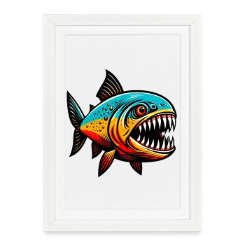 Piranha - Affiche encadrée (27 × 37 cm) - blanc - Devant
