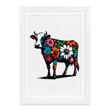 Vache - Affiche encadrée (27 × 37 cm) - blanc - Devant