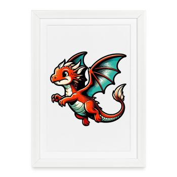 Dragon - Framed poster (27 × 37 cm) - white - Front