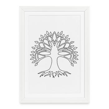 Arbre de vie noir - Affiche encadrée (27 × 37 cm) - blanc - Devant