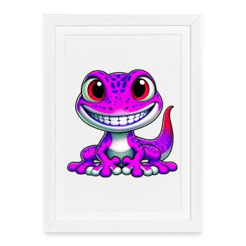 Gecko - Affiche encadrée (27 × 37 cm) - blanc - Devant