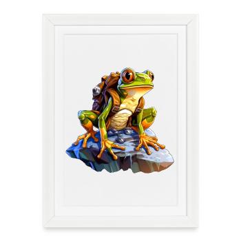 Grenouille Alpiniste / Grenouilles de randonnée - Affiche encadrée (27 × 37 cm) - blanc - Devant