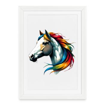 Cheval - Affiche encadrée (27 × 37 cm) - blanc - Devant