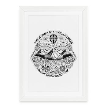 The journey of a thousand miles begins with a step - Framed poster (27 × 37 cm) - white - Front