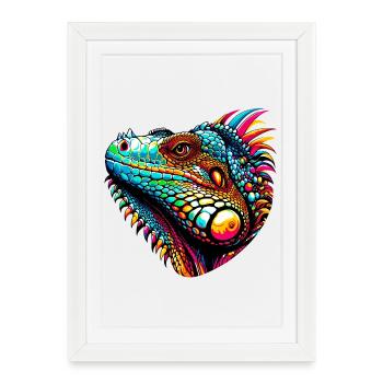 Iguane - Affiche encadrée (27 × 37 cm) - blanc - Devant