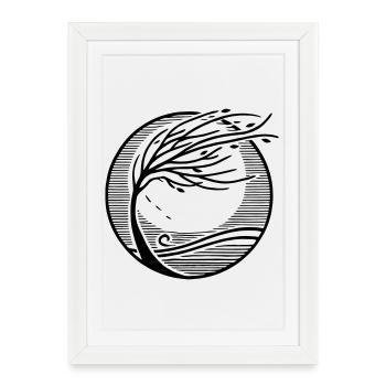 Arbre à vent - L’élégance de la nature | Minimaliste - Affiche encadrée (27 × 37 cm) - blanc - Devant