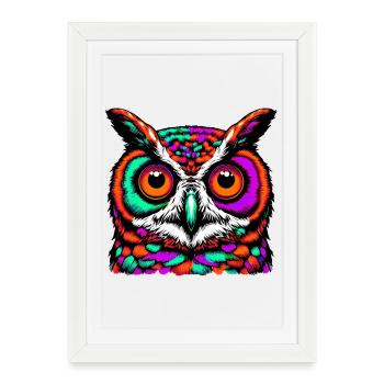 Owl - Framed poster (27 × 37 cm) - white - Front