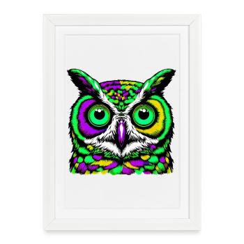 Hibou - Affiche encadrée (27 × 37 cm) - blanc - Devant