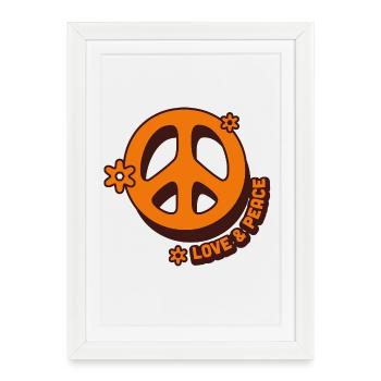 Love & Peace – Retro Hippie Style - Framed poster (27 × 37 cm) - white - Front