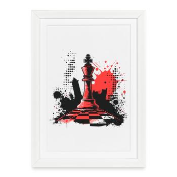 Chess Pieces Graffiti - Framed poster (27 × 37 cm) - white - Front
