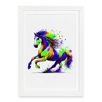 Cheval - Affiche encadrée (27 × 37 cm) - blanc - Devant