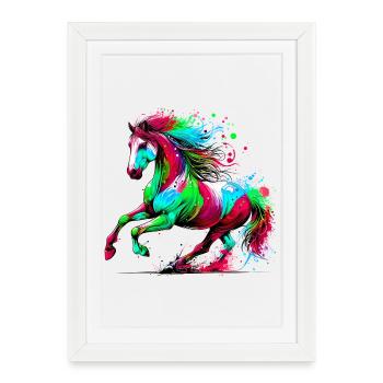 Cheval - Affiche encadrée (27 × 37 cm) - blanc - Devant
