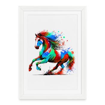 Cheval - Affiche encadrée (27 × 37 cm) - blanc - Devant