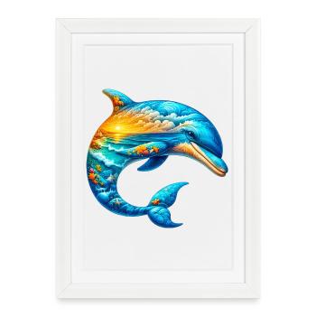 Dauphin - Affiche encadrée (27 × 37 cm) - blanc - Devant