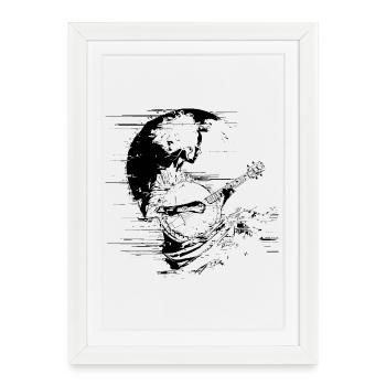 Dessin d’un joueur de banjo - Affiche encadrée (27 × 37 cm) - blanc - Devant