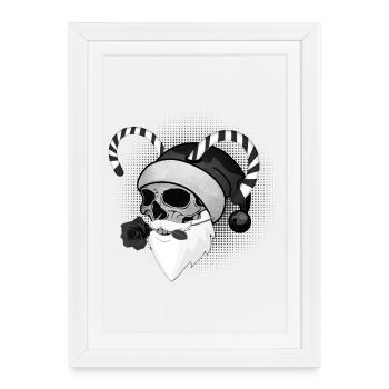 Santa Claus Skull Rose Horns - Framed poster (27 × 37 cm) - white - Front