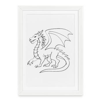 Dragon Illustration - Framed poster (27 × 37 cm) - white - Front