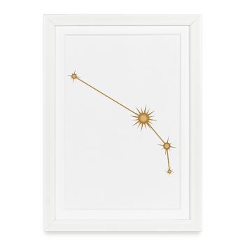 Constellation d’étoiles Bélier Signe de naissance Doré - Affiche encadrée (27 × 37 cm) - blanc - Devant