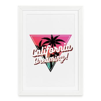 California Dreaming Palm Sunset - Framed poster (27 × 37 cm) - white - Front
