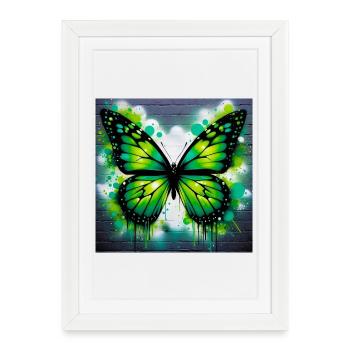butterfly - Framed poster (27 × 37 cm) - white - Front