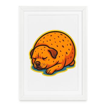 Cute Sleeping Dog, Potato Shape, Love Dogs  - Framed poster (27 × 37 cm) - white - Front