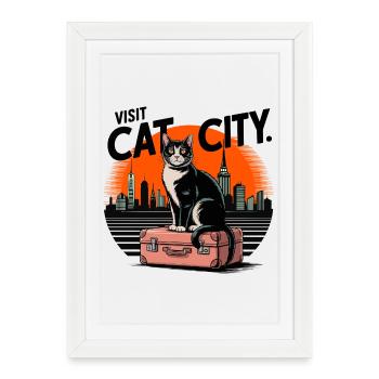 Cat in the City - Framed poster (27 × 37 cm) - white - Front