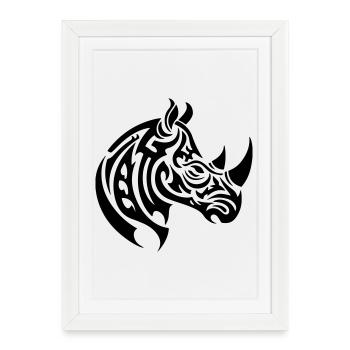 Tribal du rhinocéros - Affiche encadrée (27 × 37 cm) - blanc - Devant