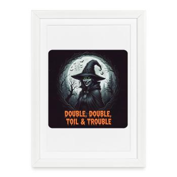 T-shirt d’Halloween Sorcière et ennuis à venir - Affiche encadrée (27 × 37 cm) - blanc - Devant