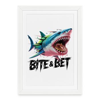 Morsure de la roulette de requin - Affiche encadrée (27 × 37 cm) - blanc - Devant