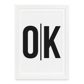 OK Split Monochrome Logo - Affiche encadrée (27 × 37 cm) - blanc - Devant